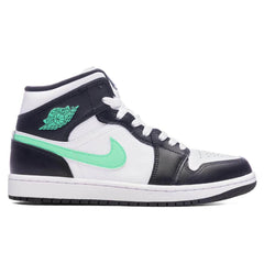 Air Jordan 1 Mid White Green Glow Black