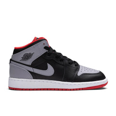 Air Jordan 1 Mid GS Black Cement Grey Fire Red