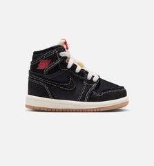 Air Jordan 1 Retro High OG Flight Club Infant Toddler Lifestyle Shoe Black Sail Gum Medium Brown University Red