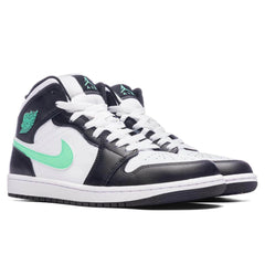 Air Jordan 1 Mid White Green Glow Black