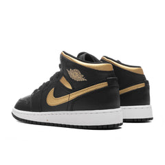 Air Jordan 1 Mid GS Black Metallic Gold White