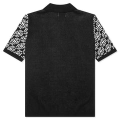 Knit H Pattern Polo Black