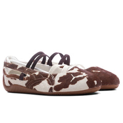 Womens Speedcat Ballet Cow Print Chocolate Brown Warm White