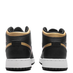 Air Jordan 1 Mid GS Black Metallic Gold White