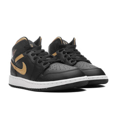 Air Jordan 1 Mid GS Black Metallic Gold White