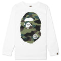 Kids 1st Camo Big Ape Head L S Tee White Green