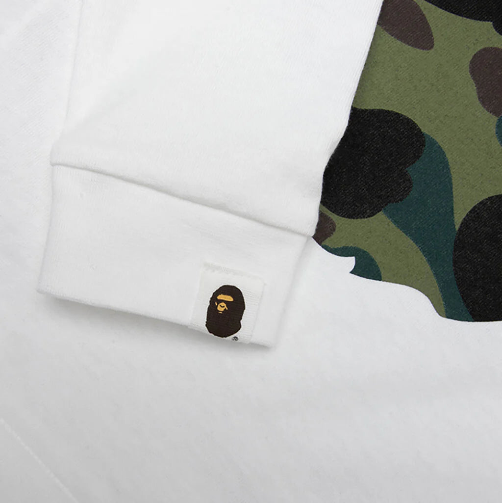 Kids 1st Camo Big Ape Head L S Tee White Green