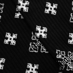 Cross Paisley Jacquard Sock Black White