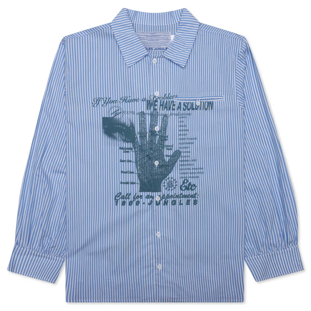 Solutions Button Up Shirt Blue Stripe