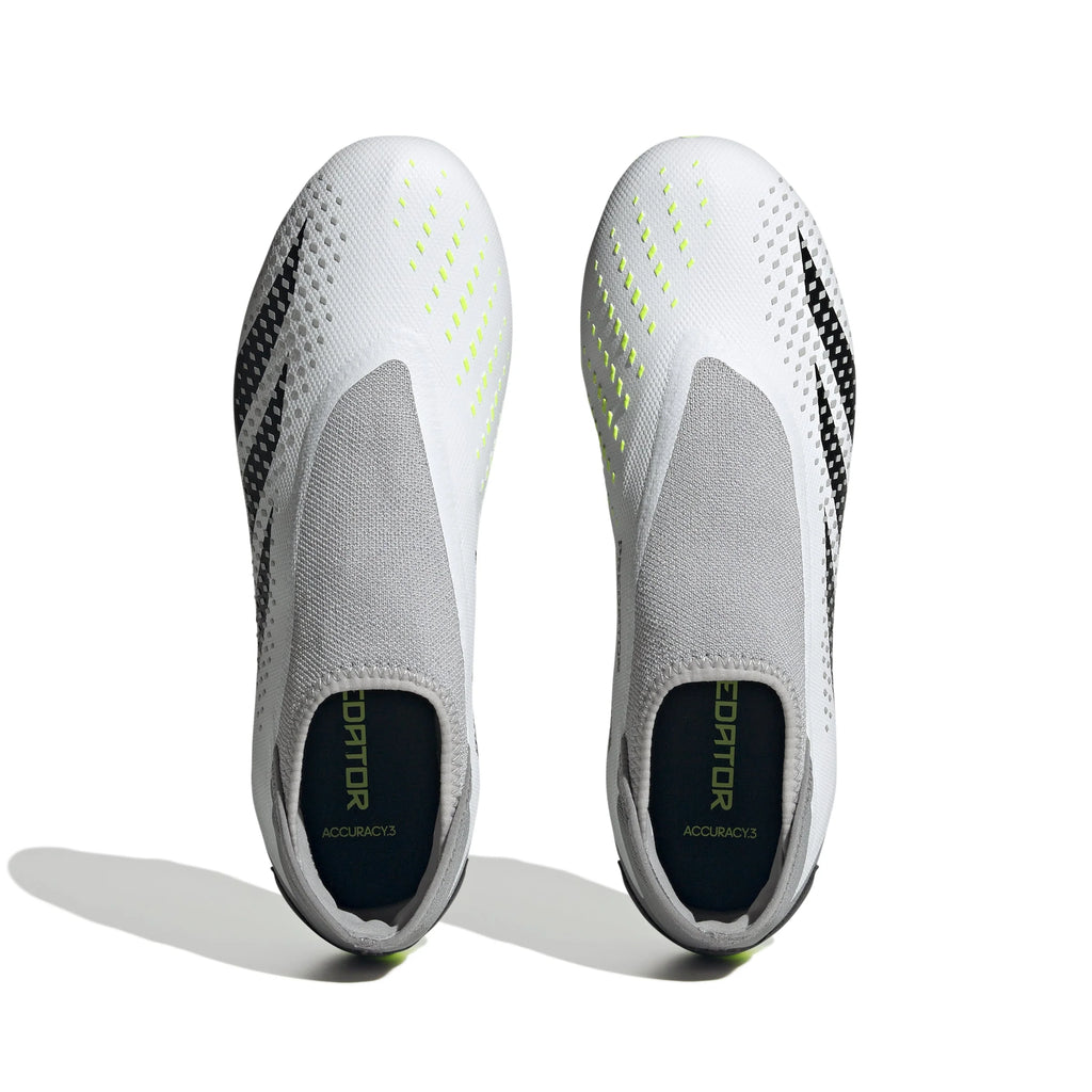 adidas Predator Accuracy3 Laceless FG Firm Ground Soccer Cleats Cloud White Black Lucid Lemon