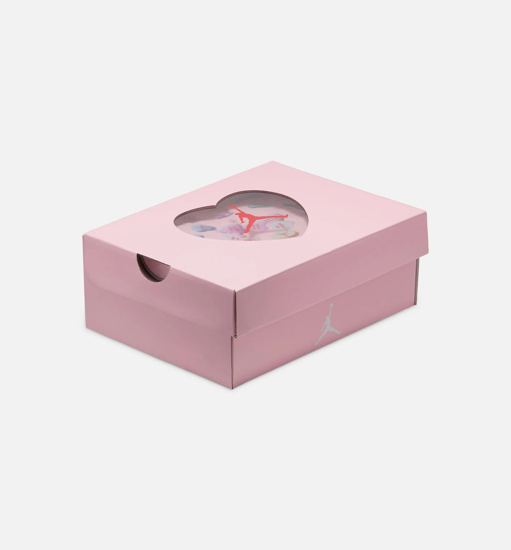 Air Jordan 4 Retro Medium Soft Pink Preschool Lifestyle Shoe White Medium Soft Pink Half Blue