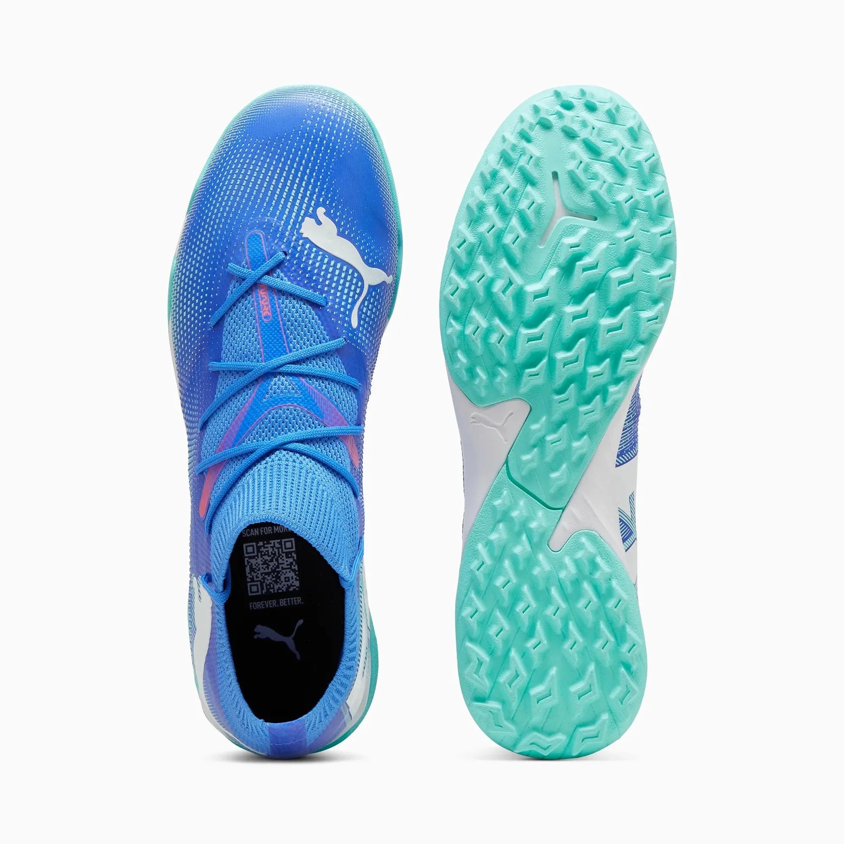 PUMA Future 7 Match TT Turf Soccer Cleats Bluemazing White Electric Peppermint