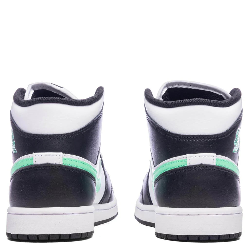 Air Jordan 1 Mid White Green Glow Black