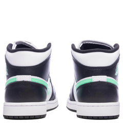 Air Jordan 1 Mid White Green Glow Black