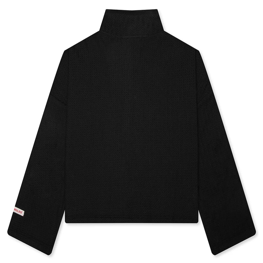 Zip Up Boxy Knit Jacket Black