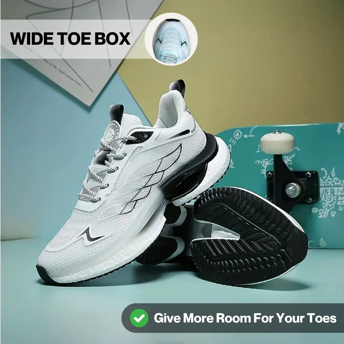 Aerion Wide Toe Box Hands Free Supportive Walking Shoes