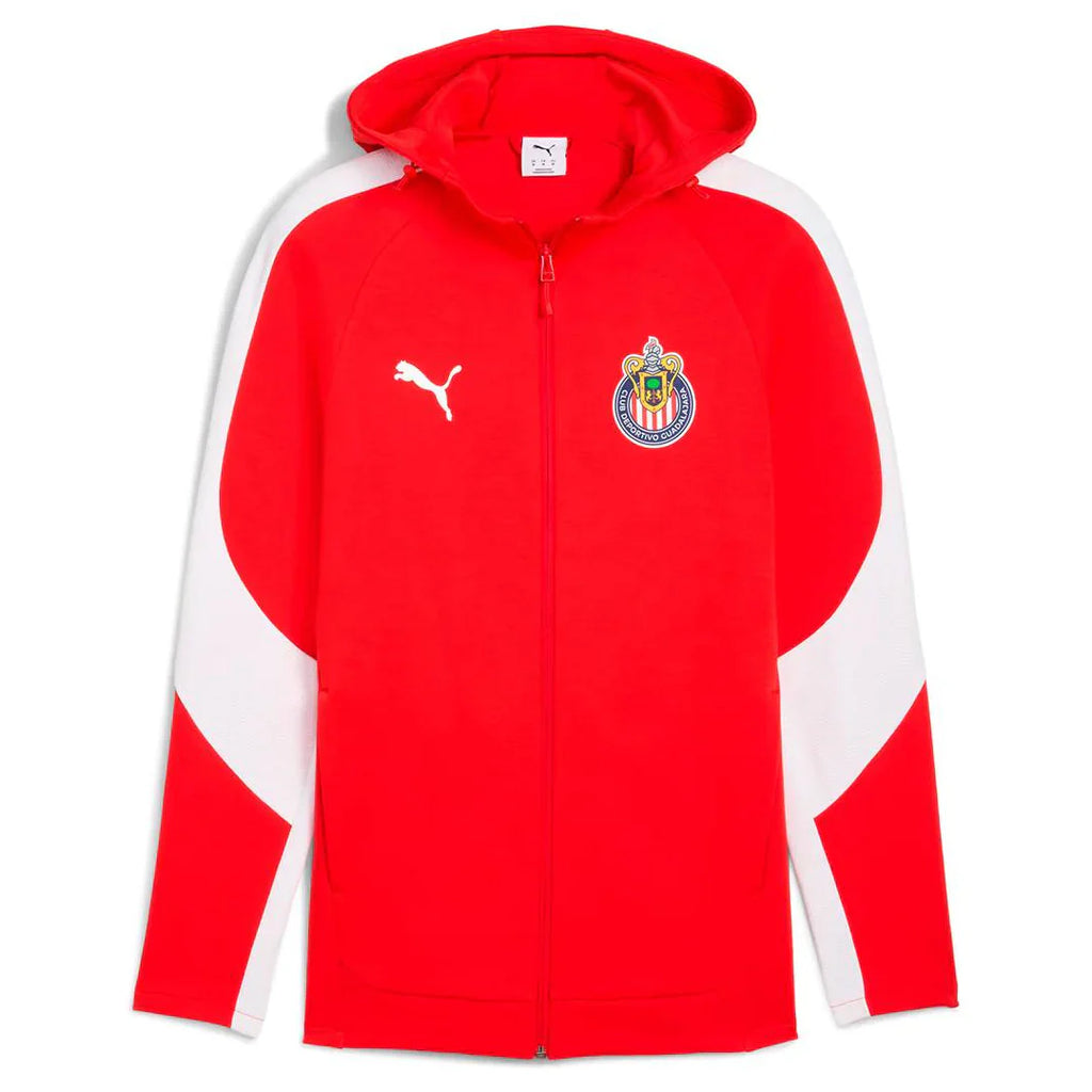 PUMA Chivas Evostripe Hooded Mens Soccer Jacket Red White