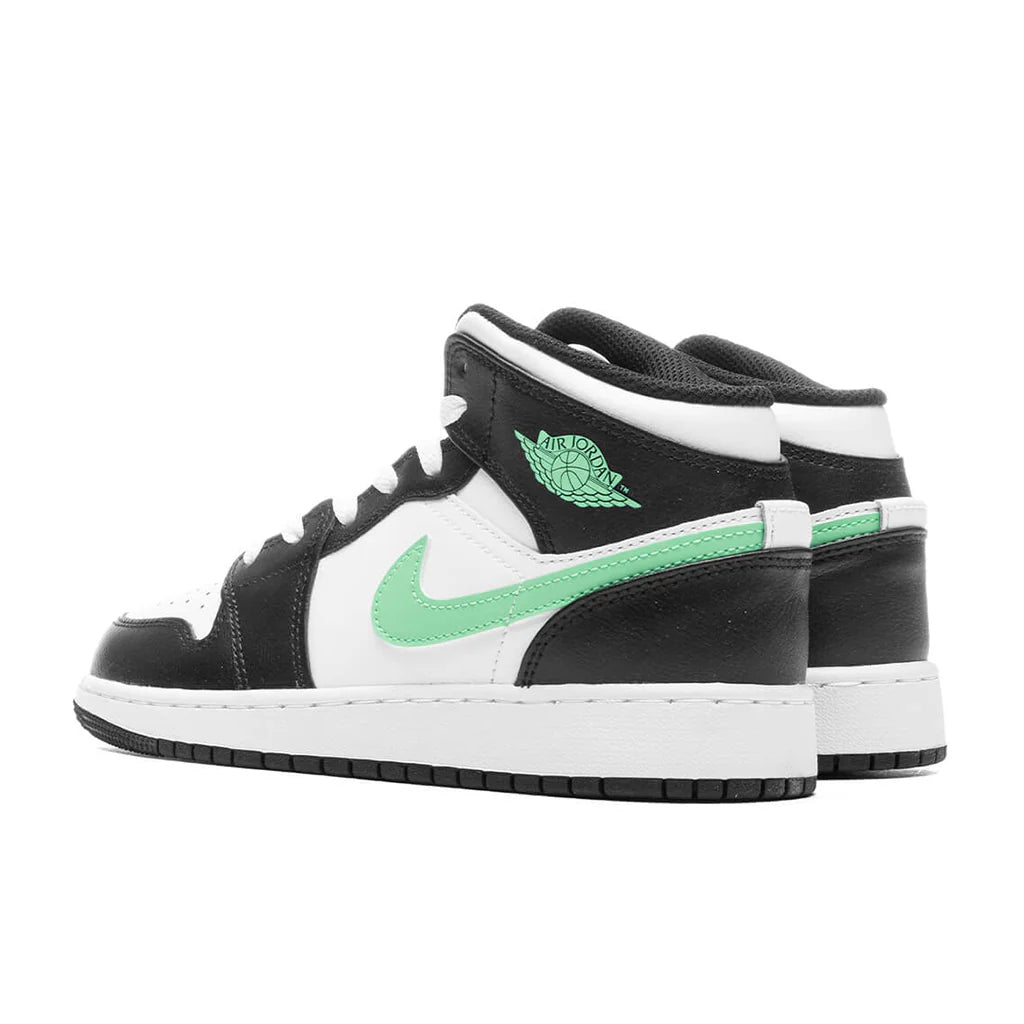 Air Jordan 1 Mid GS White Green Glow Black