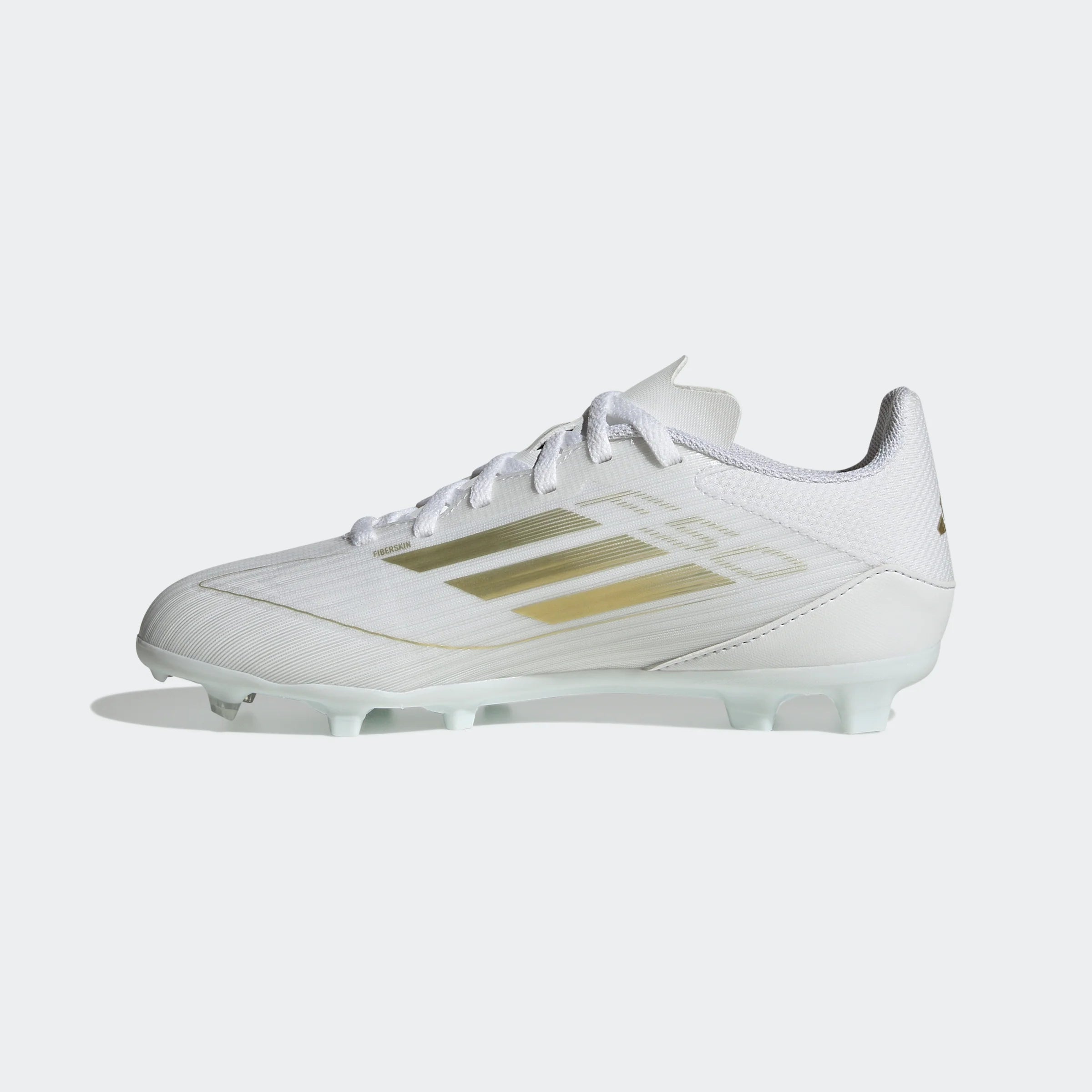 adidas F50 League Firm Multi Ground Youth Soccer Cleats White Gold Metallic White