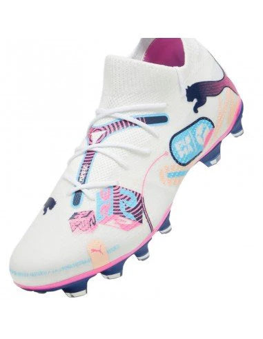 PUMA Future 7 Match Volume UP FG AG Multi Ground Soccer Cleats White Blue Pink