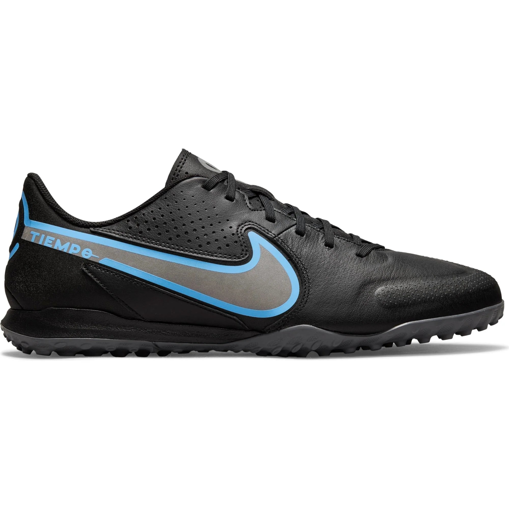 Nike Tiempo Legend 9 Academy TF Turfs Soccer Cleats Black Black Iron Grey
