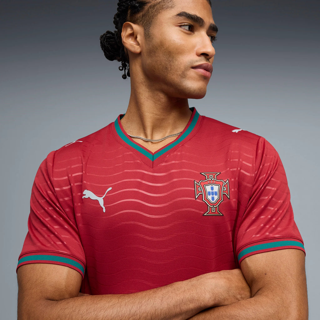 PUMA Portugal Home Mens Soccer Jersey 2026 Red Green Lagoon