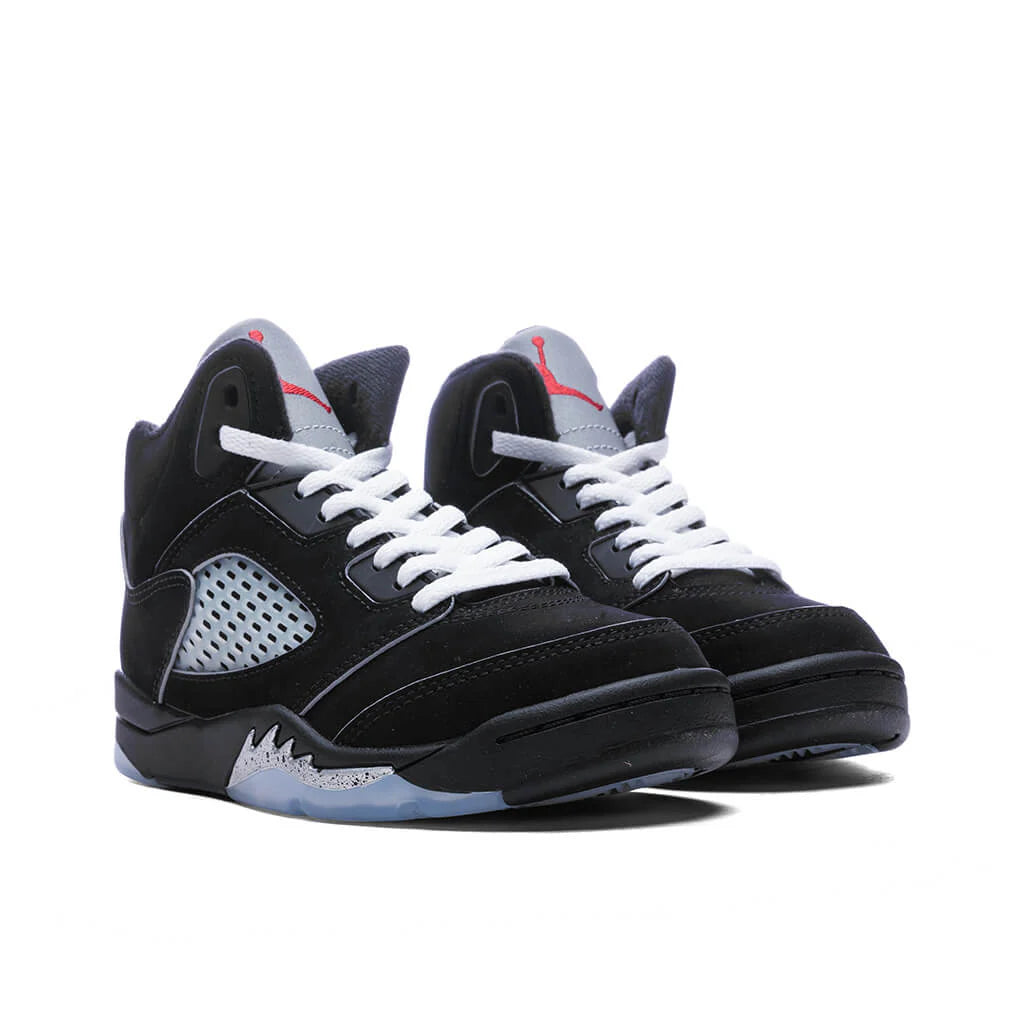 Air Jordan 5 Retro OG Black Metallic Reimagined PS Black White Metallic Silver Fire Red
