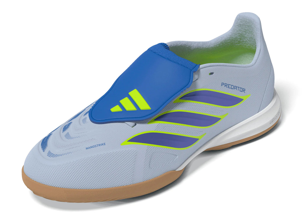 adidas Predator League Fold Over Tongue IN Indoor Youth Soccer Shoes Sky Blue Yellow