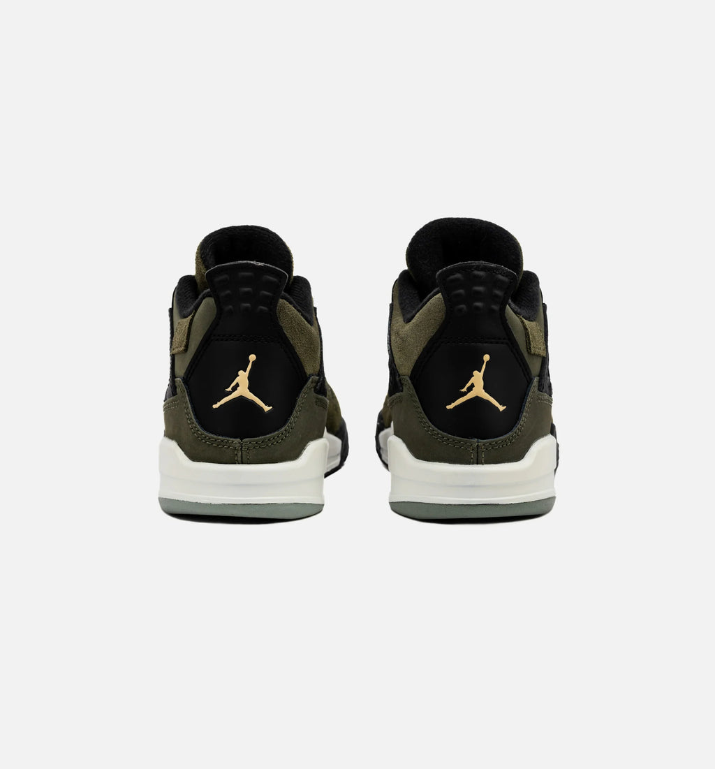 Air Jordan 4 Retro Craft Olive Preschool Lifestyle Shoe Medium Olive Black