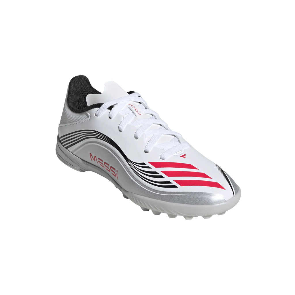 adidas F50 Messi League Turf Youth Soccer Cleats White Red Silver