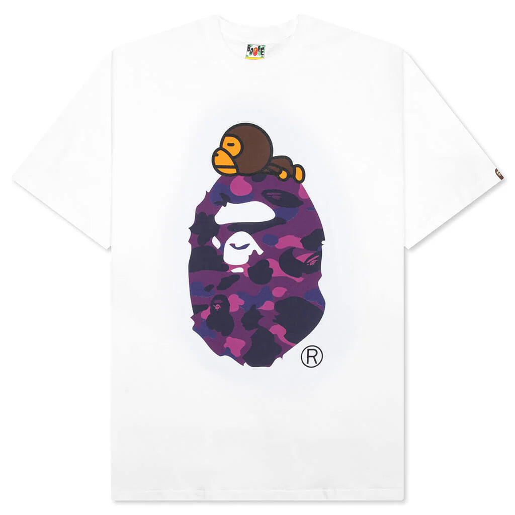 Color Camo Milo on Big Ape Tee White Purple