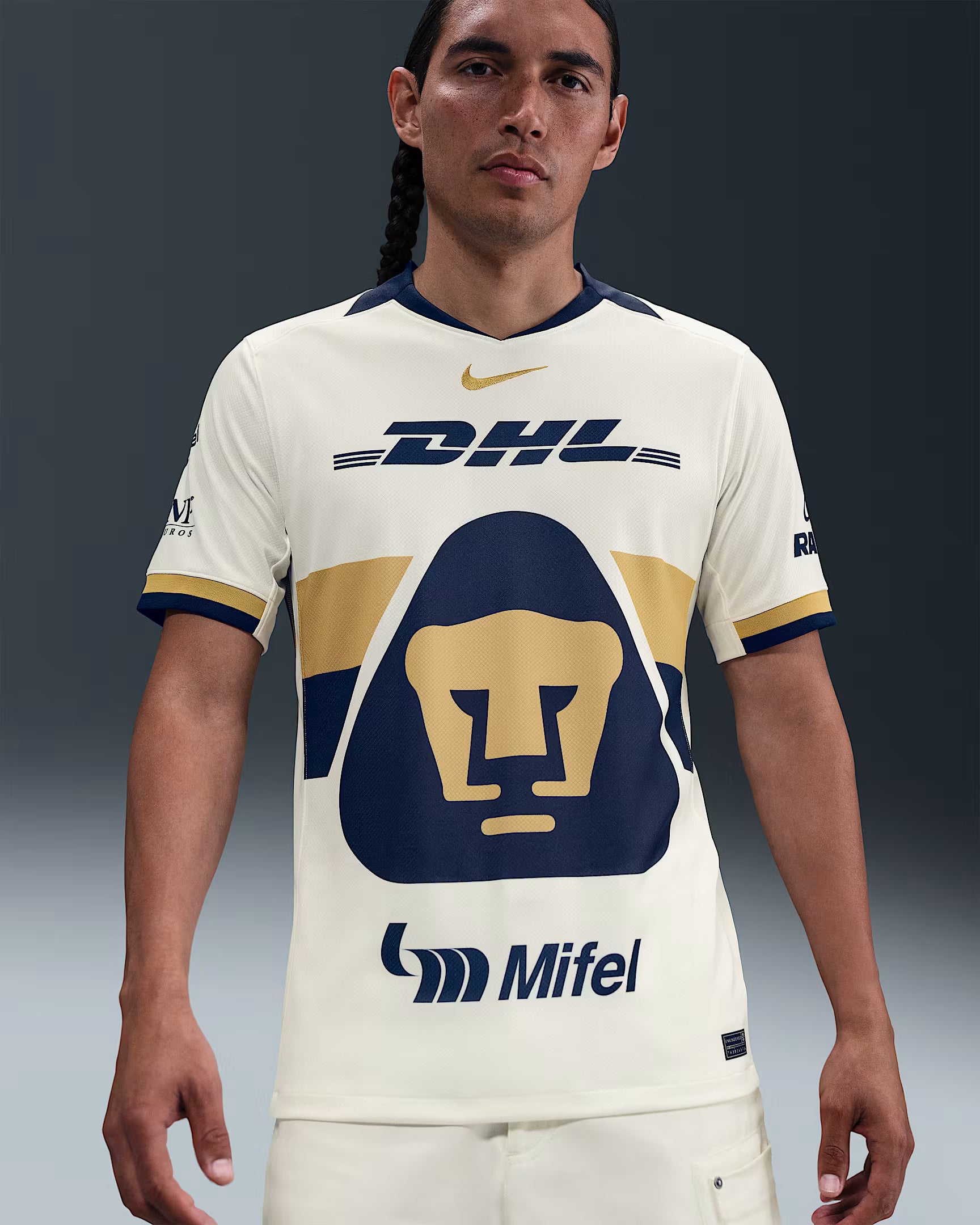 Nike UNAM PUMAS 2025 26 Mens Stadium Home Jersey Sail Club Gold