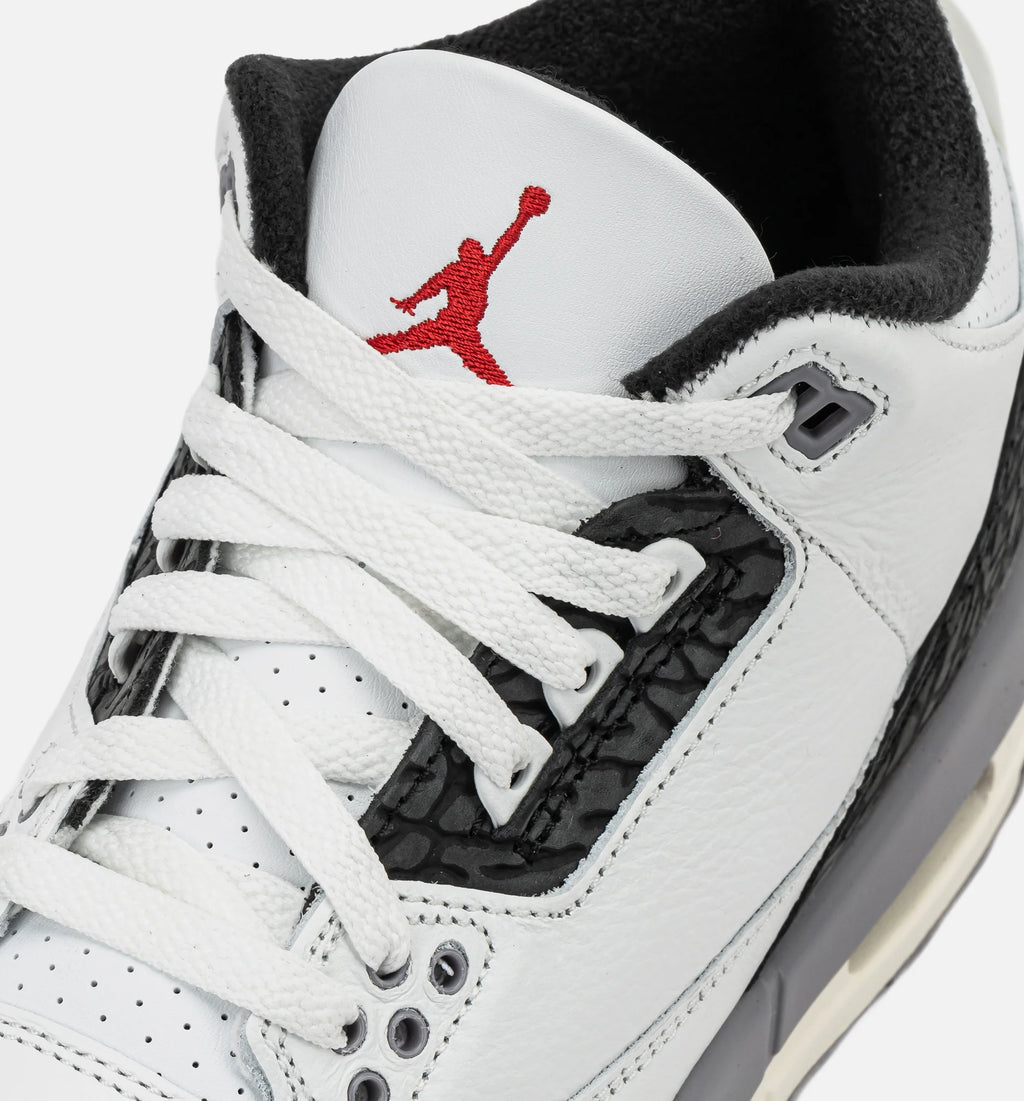 Air Jordan 3 Retro Cement Grey Grade School Lifestyle Shoe Summit White Fire Red Cement Grey Black