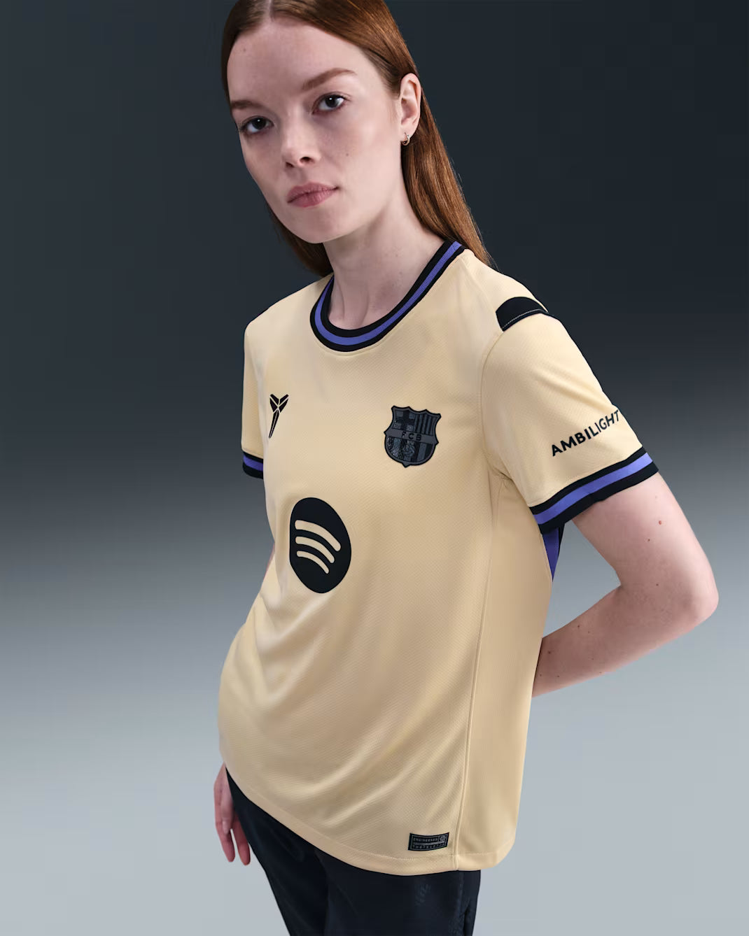 Nike FC Barcelona Womens Stadium Away Jersey 25 Gold Persian Violet Black