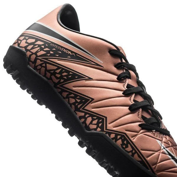 Nike HyperVenom Phelon II TF Turf Soccer Cleats Metallic Red Bronze Black Green Glow