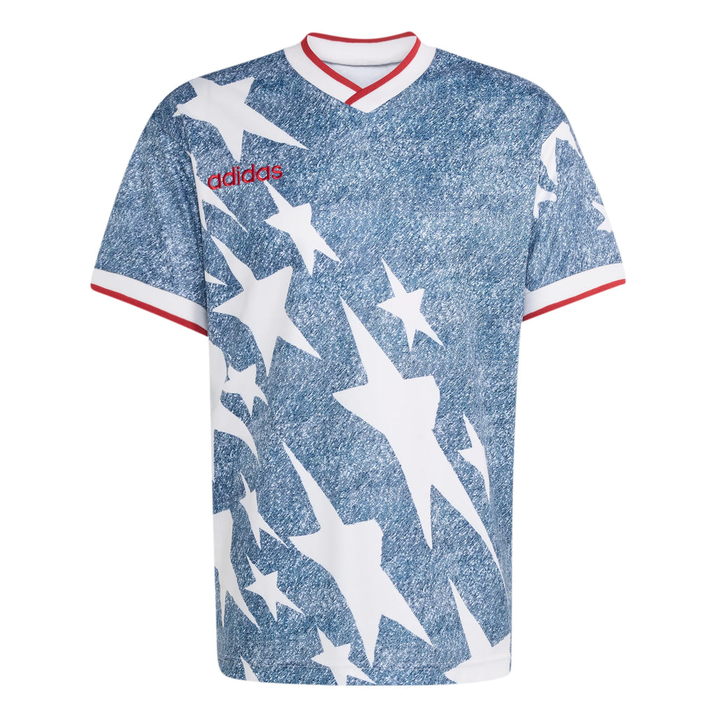 adidas Denim Graphic Soccer Jersey White Blue