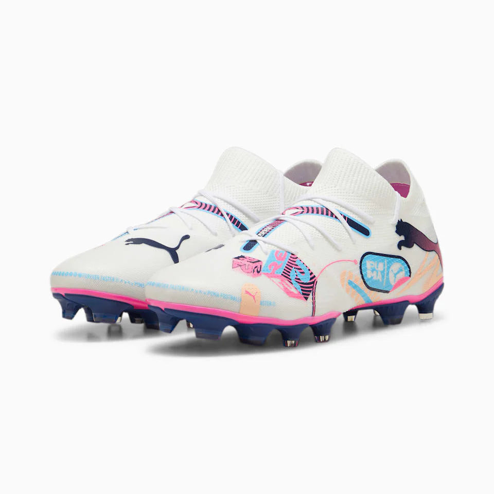 PUMA Future 7 Match Volume UP FG AG Multi Ground Soccer Cleats White Blue Pink