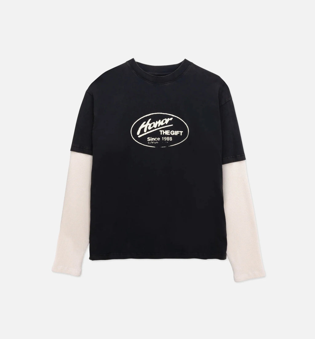 Just Be Mens Long Sleeve Shirt Black White