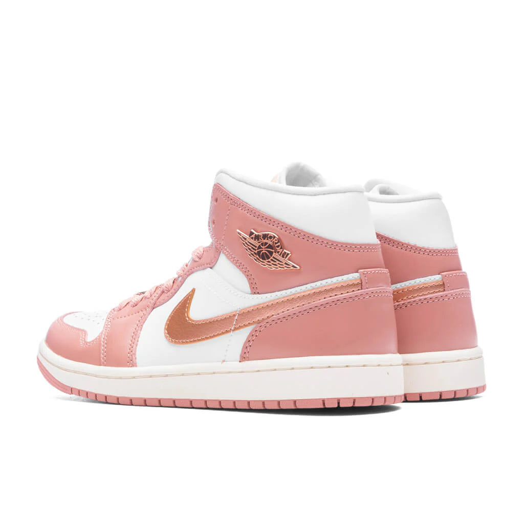 Womens Air Jordan 1 Mid SE Red Stardust Metallic Copper White