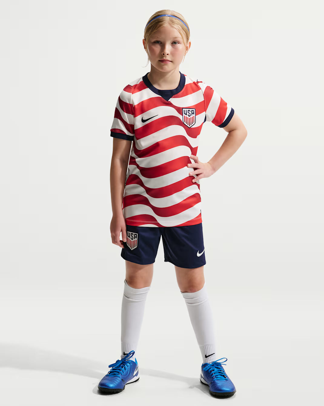 Nike USMNT Home Youth Soccer Jersey 2026 White Red NO STARS