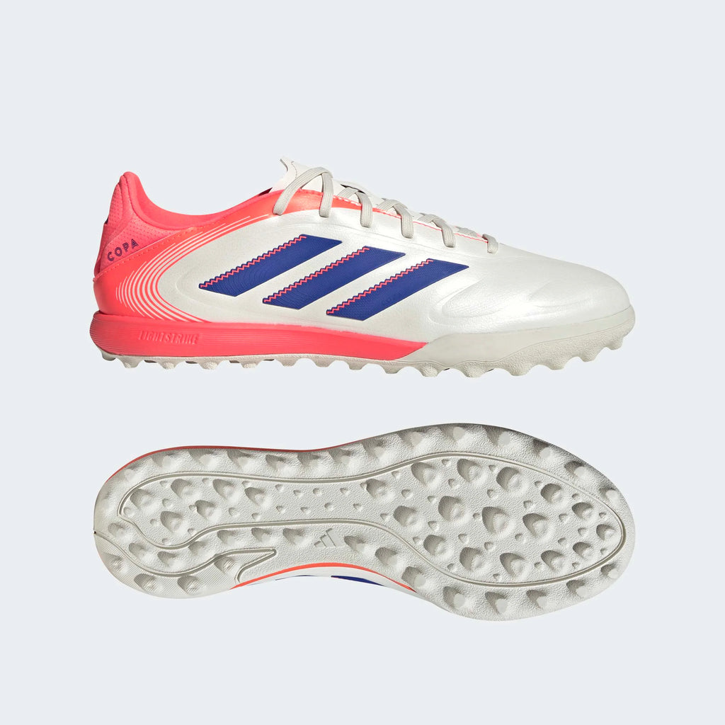 adidas Copa Pure III League TF Mens Soccer Cleats White Lucid Blue Signal Coral