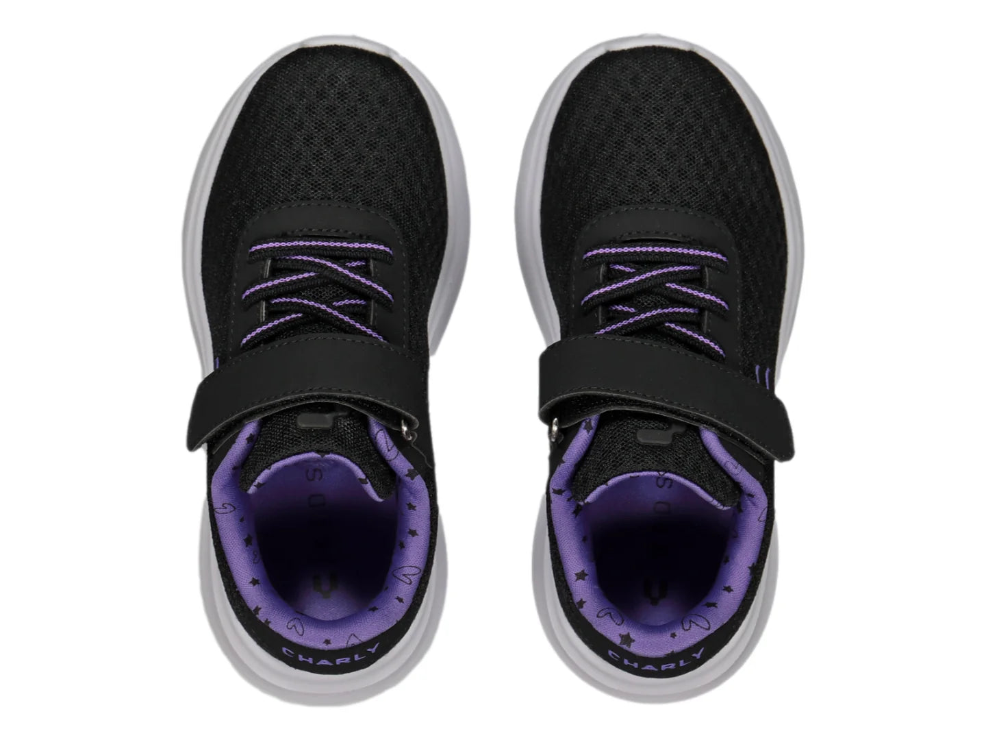 Tenis Charly Road Casual Negro y Morado para Niña