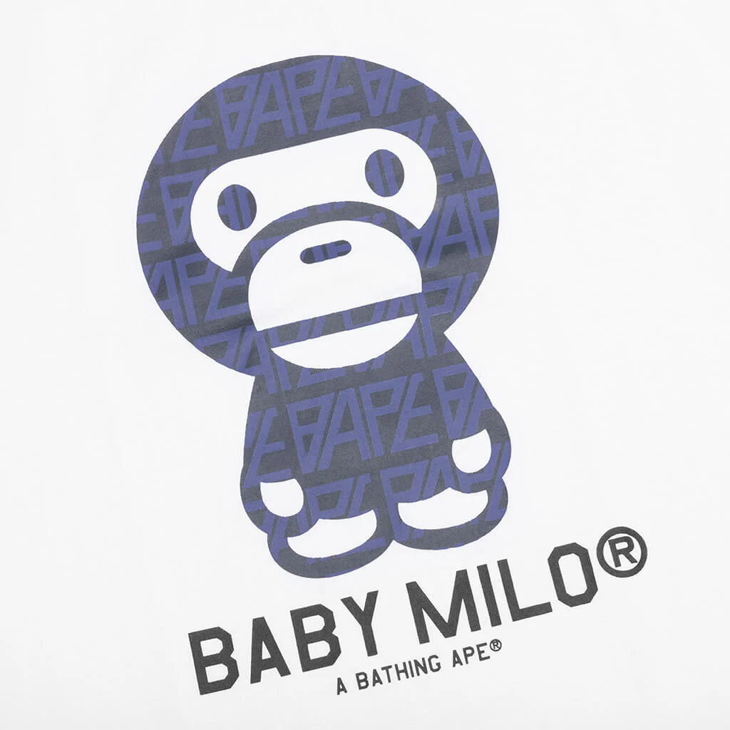 Bape Logo Monogram Baby Milo Tee White Navy