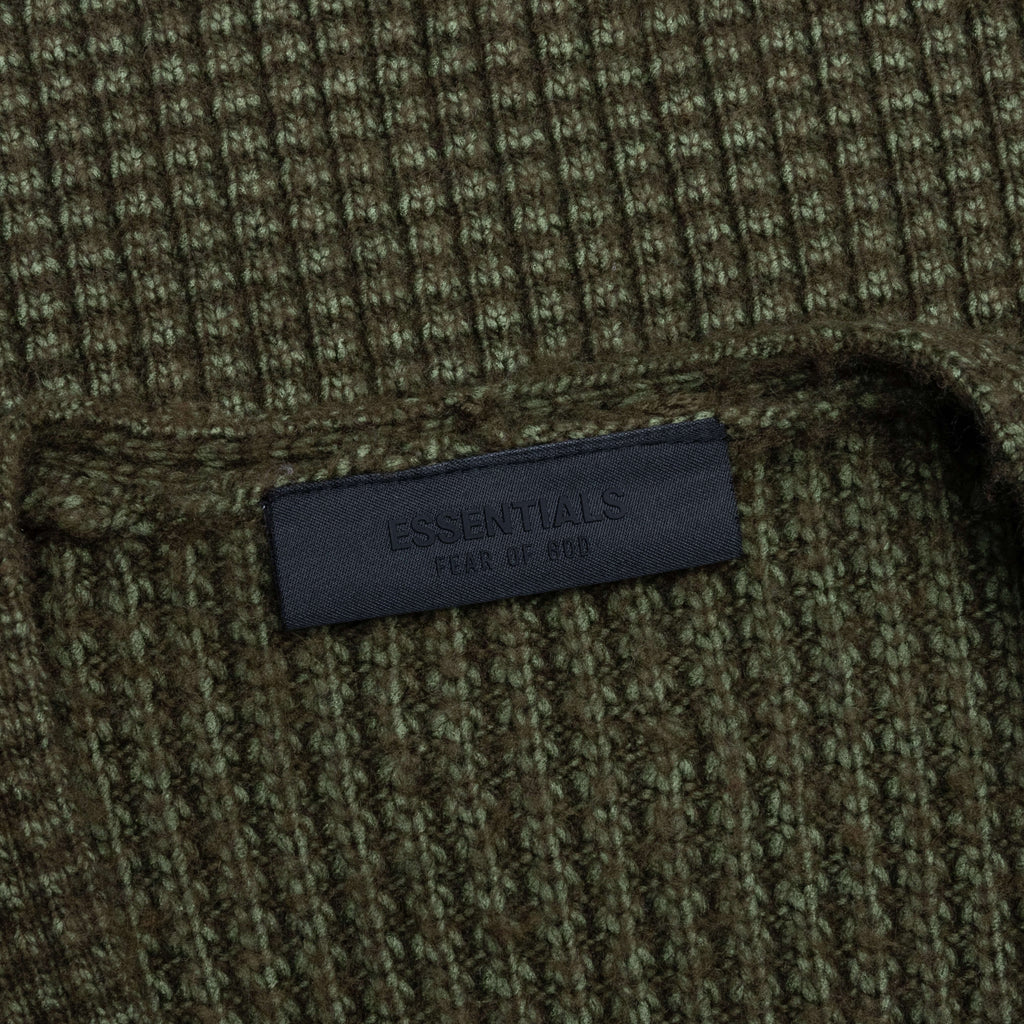 Heavy Waffle Cardigan Military