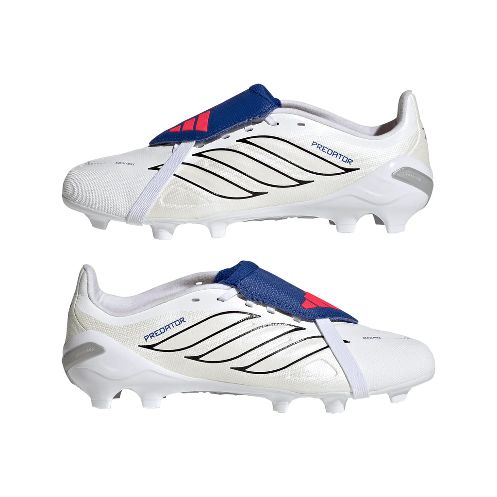 adidas Predator League Fold Over Tongue FG Firm Ground Youth Soccer Cleats White Zero Metallic Blue