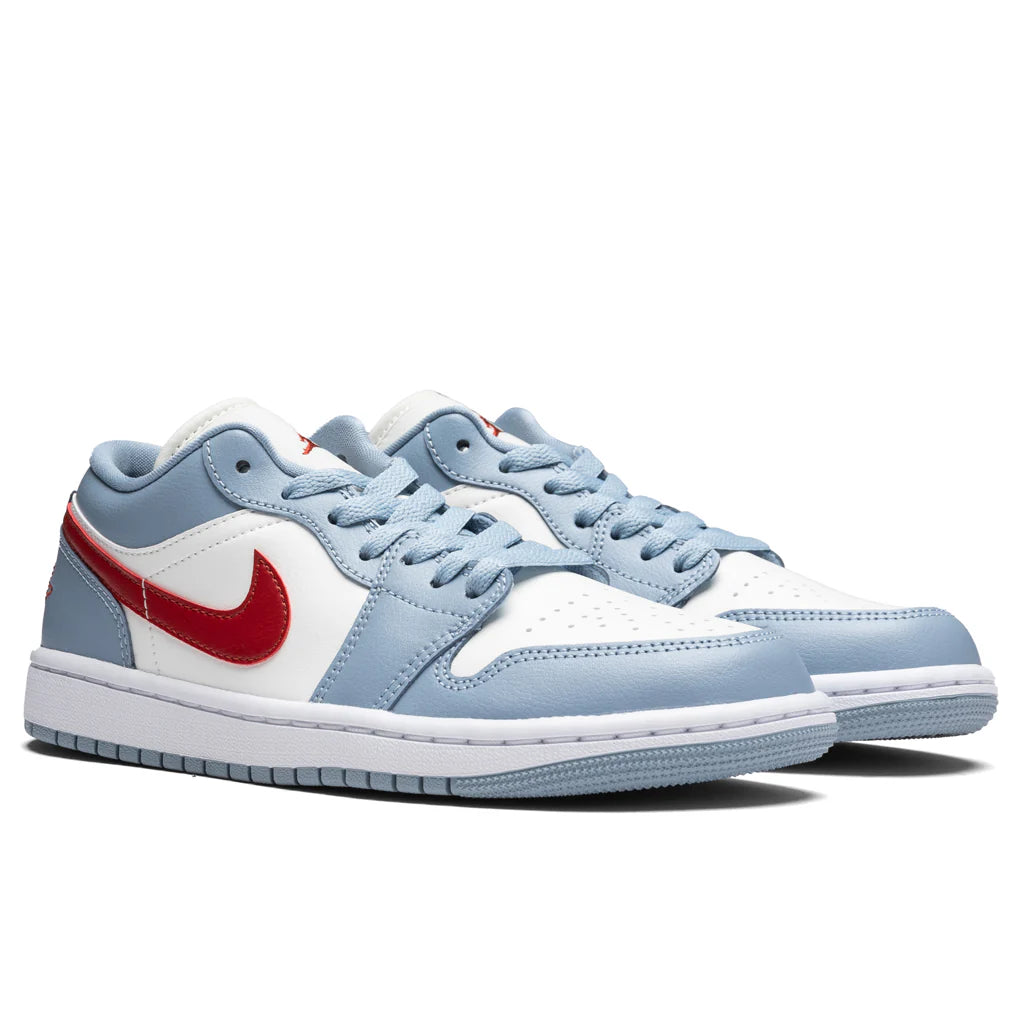 Womens Air Jordan 1 Low Sail Dune Red Blue Grey White