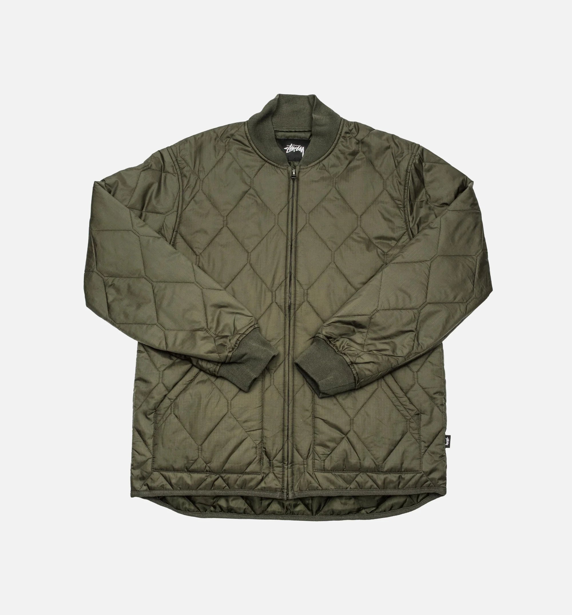 Stussy Quilted Military Mens Jacket Olive