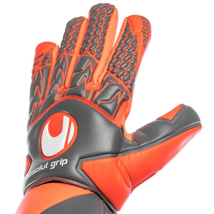 Uhlsport Aerored Absolutgrip Goalkeeper Gloves Dark Grey Fluo Red White