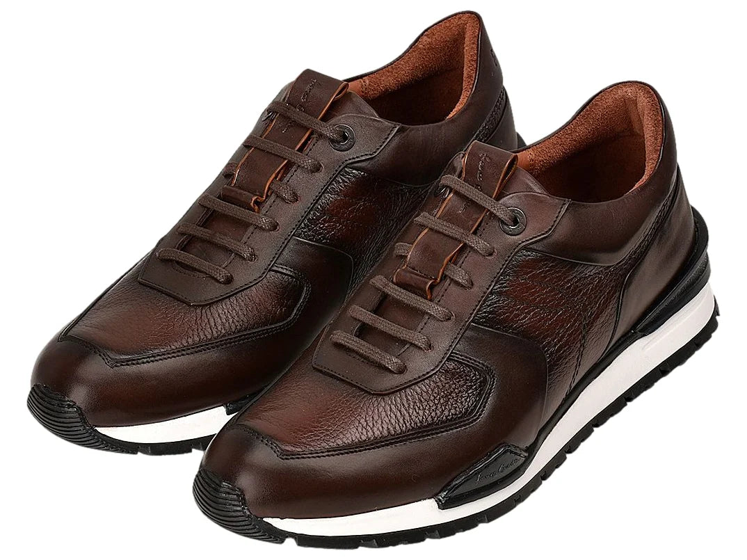 Tenis Cuadra en Piel de Venado Color Chocolate para Hombre