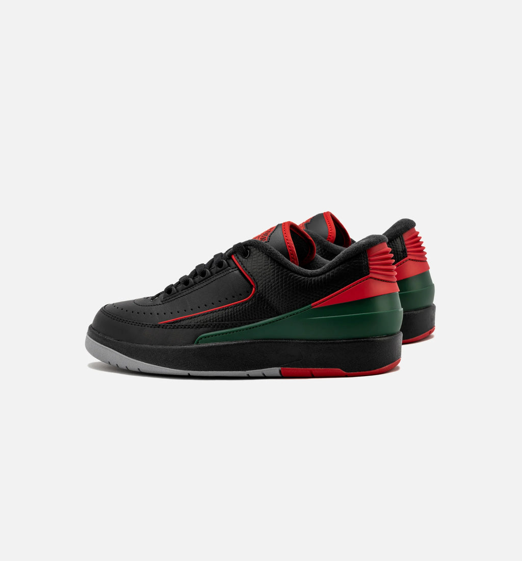Air Jordan 2 Retro Low Christmas Mens Lifestyle Shoe Black Fire Red Cement Grey
